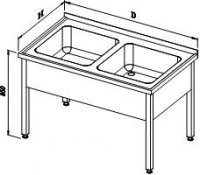 Washing table with two kitchen sinks - 10.2 ZL and 10.2 BL 