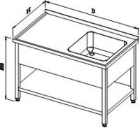 Washing table with kitchen sink and shelf - MS 11.1 ZL and 11.1 BL