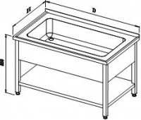 Washing table with large kitchen sink and shelf - MS 11.V ZL and 11.V BL