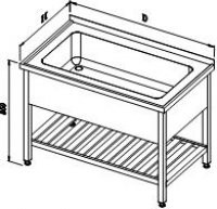 Washing table with large kitchen sink and grid shelf - MS 13.V ZL and 13.V BL