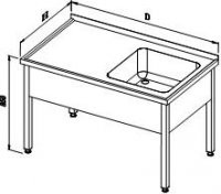 Mycí stůl s 1 dřezem Typ MS 10.1 ZL a 10.1. BL